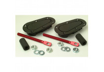Set universele Racing Plus Flush motorkaphaken/-pins - zwart + rood aluminium pins