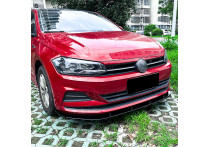 Voorspoilerlip passend voor Volkswagen Polo (AW) 2017- excl. R-Line/GTi (Glanzend Zwart ABS)