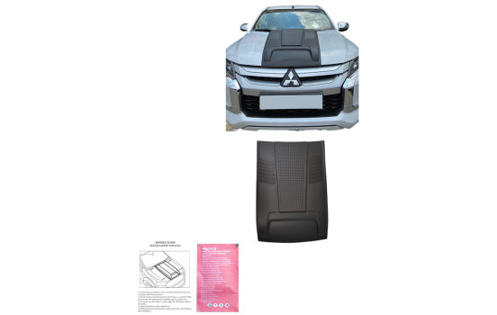 Prise d'air de capot unidirectionnelle (scoop) pour Mitsubishi L200 Triton 6 2019- - Noir mat, Image 4