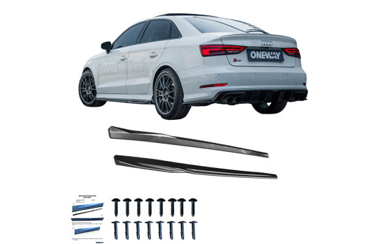 Jupes latérales unidirectionnelles pour Audi S3 8V/8V Facelift Berline/Cabriolet 2013-2020 - Noir brillant, Image 3
