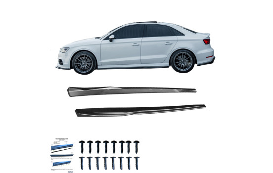 Jupes latérales unidirectionnelles pour Audi S3 8V/8V Facelift Berline/Cabriolet 2013-2020 - Noir brillant, Image 4