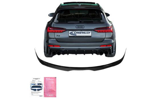 Becquet de toit unidirectionnel (capuchon) pour Audi A6 S-Line/S6 C8 Avant 2018- - Noir brillant, Image 4