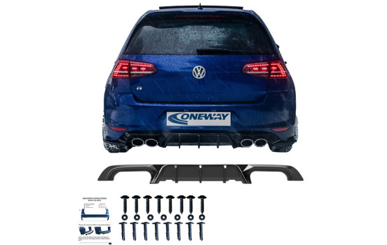 Diffuseur de pare-chocs arrière Oneway pour Volkswagen Golf VII HB R 2013-2016 - Noir brillant, Image 4