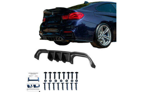 Diffuseur de pare-chocs arrière unidirectionnel pour BMW M4 F82 2014-2021 – Noir brillant, Image 3