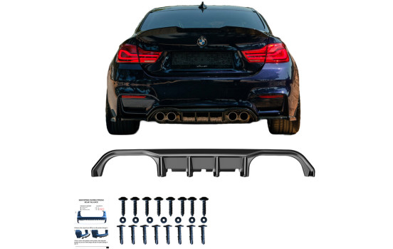 Diffuseur de pare-chocs arrière unidirectionnel pour BMW M4 F82 2014-2021 – Noir brillant, Image 4