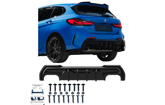 Diffuseur de pare-chocs arrière unidirectionnel pour BMW Série 1 F40 M-Pack/M135i 2019- - Noir brillant, Image 5