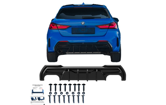 Diffuseur de pare-chocs arrière unidirectionnel pour BMW Série 1 F40 M-Pack/M135i 2019- - Noir brillant, Image 6