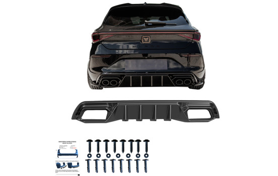 Diffuseur de pare-chocs arrière unidirectionnel pour Cupra Leon HB MK1 2020-2024 – Noir brillant, Image 3