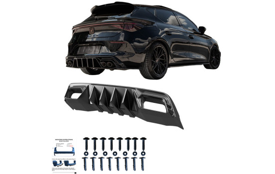 Diffuseur de pare-chocs arrière unidirectionnel pour Cupra Leon HB MK1 2020-2024 – Noir brillant, Image 4