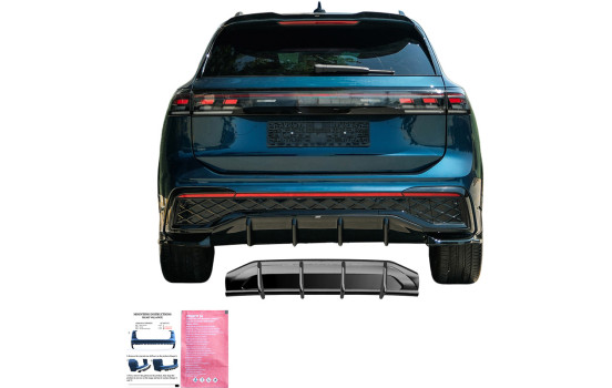 Diffuseur de pare-chocs arrière unidirectionnel pour Volkswagen Tiguan III (CT1) 2024- - Noir brillant, Image 6