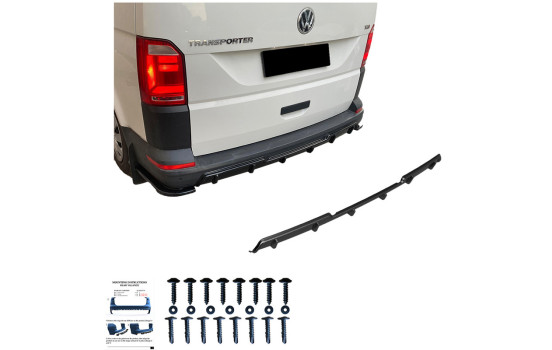 Diffuseur de pare-chocs arrière unidirectionnel pour Volkswagen Transporter T6/T6.1 2015-2022 - Brillant, Image 3