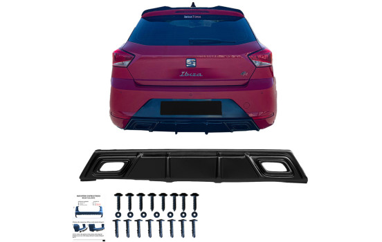 Jupe de pare-chocs arrière à sens unique (diffuseur) adaptée à Seat Ibiza (6F) 2017- incl. FR - Noir brillant, Image 4