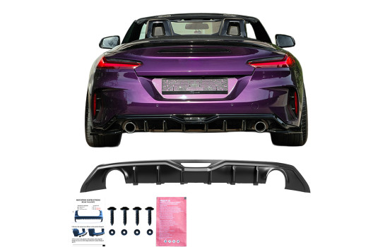 Jupe de pare-chocs arrière unidirectionnelle (diffuseur) BMW Z4 (G29) Pack M 2018-2022 et restylée 2022- - Noir brilla, Image 8