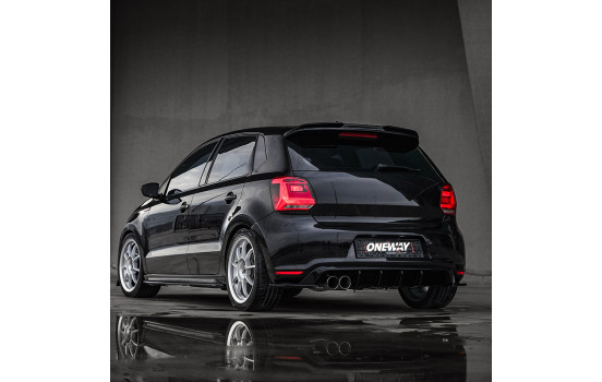 Jupe de pare-chocs arrière unidirectionnelle (diffuseur) compatible avec Volkswagen Polo 6R GTi 2009-2014 - Noir brilla, Image 2