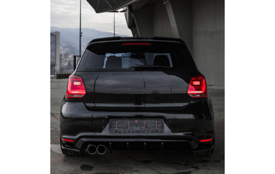 Jupe de pare-chocs arrière unidirectionnelle (diffuseur) compatible avec Volkswagen Polo 6R GTi 2009-2014 - Noir brilla, Image 5