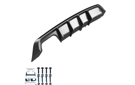 Jupe de pare-chocs arrière unidirectionnelle (diffuseur) compatible avec Volkswagen Polo 6R GTi 2009-2014 - Noir brilla, Image 8