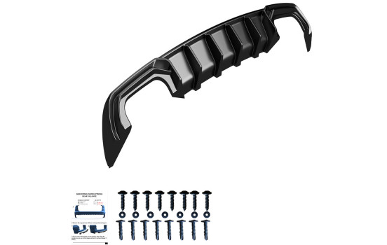Jupe de pare-chocs arrière unidirectionnelle (diffuseur) pour Audi A3 (8V) berline Facelift 2016-2020