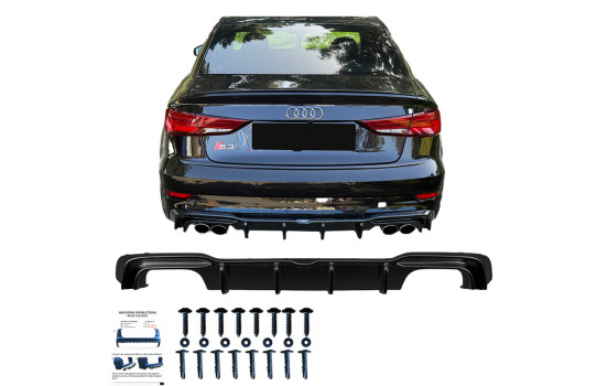 Jupe de pare-chocs arrière unidirectionnelle (diffuseur) pour Audi S3 Berline 8V Facelift 2016-2020, Image 4