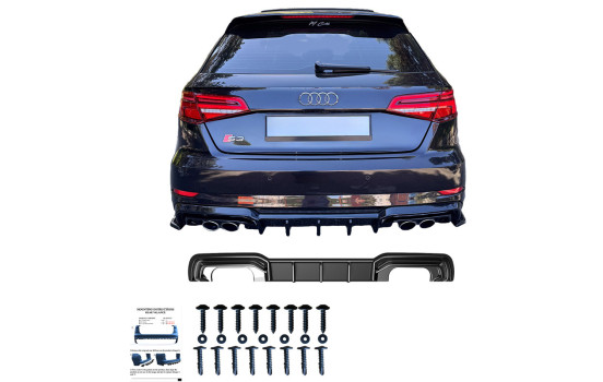 Jupe de pare-chocs arrière unidirectionnelle (diffuseur) pour Audi S3 Sportback 8V Facelift 2016-2020, Image 4
