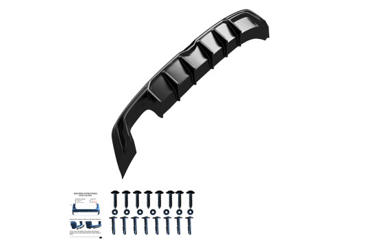 Jupe de pare-chocs arrière unidirectionnelle (diffuseur) Seat Leon (5F) HB FR Facelift 2017-2020 - Noir brillant, Image 5