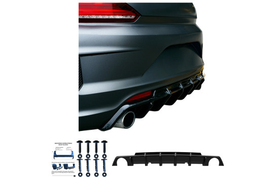 Jupe de pare-chocs arrière unidirectionnelle (diffuseur) Volkswagen Scirocco R restylée 2014-2017 - Noir brillant, Image 4