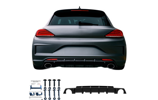 Jupe de pare-chocs arrière unidirectionnelle (diffuseur) Volkswagen Scirocco R restylée 2014-2017 - Noir brillant, Image 5