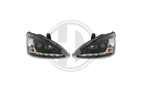 Phares adaptables à + DRL adaptables à Ford Focus 1998-01/2002 noir, Image 2