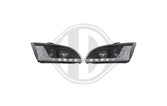 Phares adaptés à + DRL adaptés à Ford Focus II 2004-2008 noir, Image 2