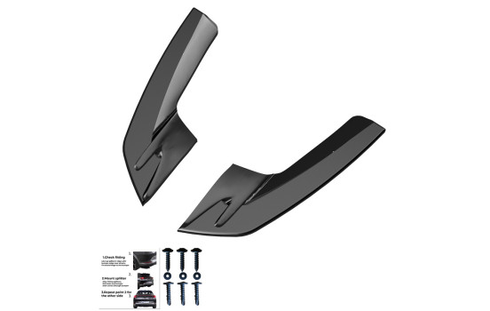 Jupes de pare-chocs arrière unidirectionnelles (angles) pour Audi S3 8V Berline 2013-2016 - Noir brillant, Image 5