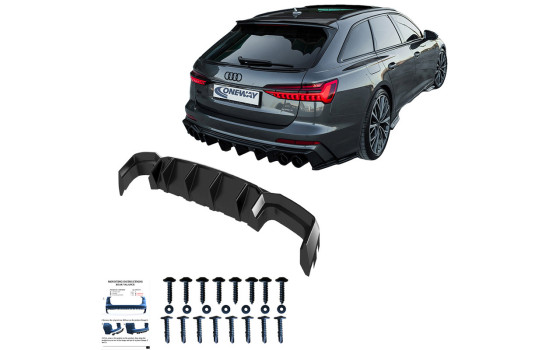 Diffuseur de pare-chocs arrière unidirectionnel pour Audi A6 S-Line/S6 C8 (berline/avant) 2018- - Brillant, Image 3