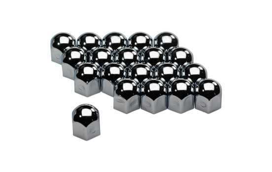Juego de tapas universales para tuercas de rueda - Acero cromado - 19 mm - juego de 20 piezas