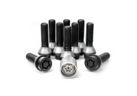 Juego de tornillos de rueda H&R, cónicos con anillo móvil M14x1,25 - Longitud 28 mm - Negro - 10 piezas (p. ej. BM