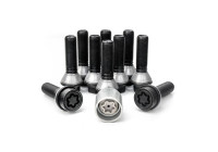 Juego de tornillos de rueda H&R, cónicos con anillo móvil M14x1,25 - Longitud 48 mm - Negro - 10 piezas (p. ej. BM