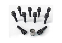 Juego de tornillos de rueda H&R cónicos con anillo móvil R14 M14x1,50 - Longitud 56 mm - Negro - 10 piezas (p. ej.