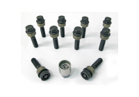 Juego de tornillos de rueda H&R, cónicos con anillo móvil R14 M14x1,50 - Longitud 57 mm - Negro - 10 piezas (p. ej