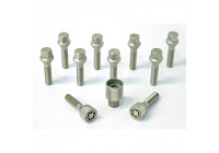 Juego de tornillos de rueda H&R cónicos M12x1,50 - Longitud 24 mm - 10 piezas - incluye antirrobos de rueda