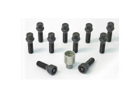 Juego de tornillos de rueda H&R, cónicos, M14x1,25, longitud 48 mm, negros, 10 piezas, incluidos seguros de rueda.