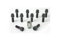 Juego de tornillos de rueda H&R, cónicos M14x1,50 - Longitud 50 mm - Negro - 10 piezas - incluye antirrobos de rued