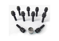 Juego de tornillos de rueda H&R, convexos con anillo móvil R14 M14x1,50 - Longitud 54 mm - Negro - 10 piezas (p. ej