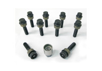 Juego de tornillos de rueda H&R, convexos con anillo móvil R14 M14x1,50 - Longitud 63 mm - Negro - 10 piezas (p. ej