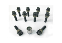 Juego de tornillos de rueda H&R, convexos con anillo móvil R14 M14x1,50 - Longitud 74 mm - Negro - 10 piezas (p. ej