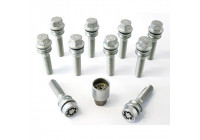 Juego de tornillos de rueda H&R convexos con anillo móvil R14 M15x1,25 - Longitud 44 mm - 10 piezas - incluye bloqu