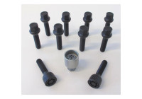 Juego de tornillos de rueda H&R convexos R12 M12x1,50 - Longitud 43 mm - Negro - 10 piezas (p. ej. Mercedes) - incl.