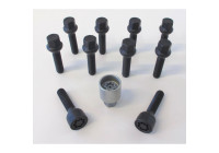Juego de tornillos de rueda H&R, convexos R12 M12x1,50 - Longitud 55 mm - Negro - 10 piezas (p. ej. Mercedes) - incl