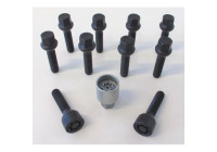Juego de tornillos de rueda H&R, convexos, R13 M14x1,50 - Longitud 33 mm - Negro - 10 piezas (p. ej., VAG) - incluye