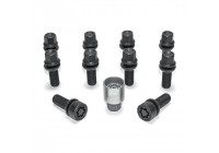 Juego de tornillos de rueda H&R convexos R13 M14x1,50 - Longitud 36 mm - Negro - 10 piezas (p. ej. Audi S5) - incl.