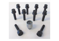 Juego de tornillos de rueda H&R, convexos, R13 M14x1,50 - Longitud 47 mm - Negro - 10 piezas (p. ej., VAG) - incluye