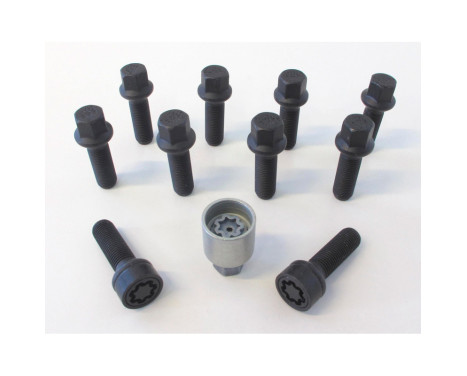 Juego de tornillos de rueda H&R, convexos, R14 M14x1,50 - Longitud 31 mm - Negro - 10 piezas (p. ej. Mercedes, VW T4