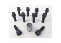 Juego de tornillos de rueda H&R, convexos, R14 M14x1,50 - Longitud 50 mm - Negro - 10 piezas (p. ej. Mercedes, VW T4