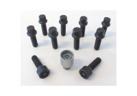 Juego de tornillos de rueda H&R, convexos, R14 M14x1,50 - Longitud 57 mm - Negro - 10 piezas (p. ej. Mercedes, VW T4